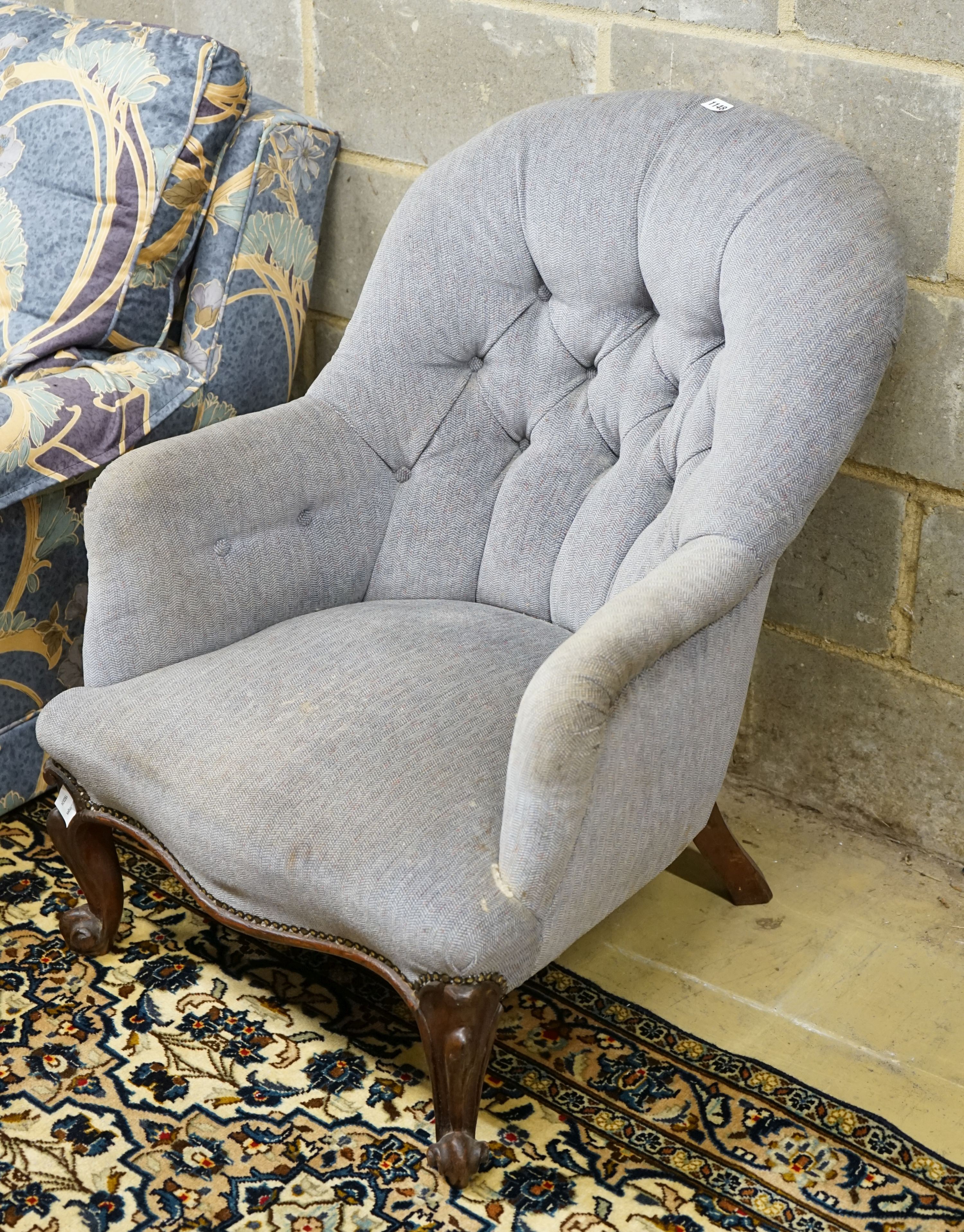 A Victorian rosewood framed spoon back chair